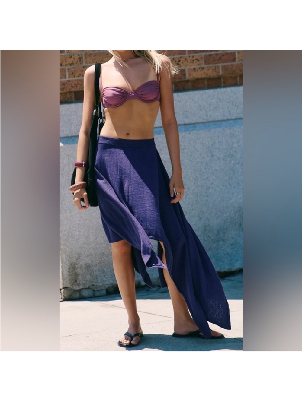 Free People Free-est Indigo
Asymmetric Hem Sweater Skirt in Plummery Size M NWT